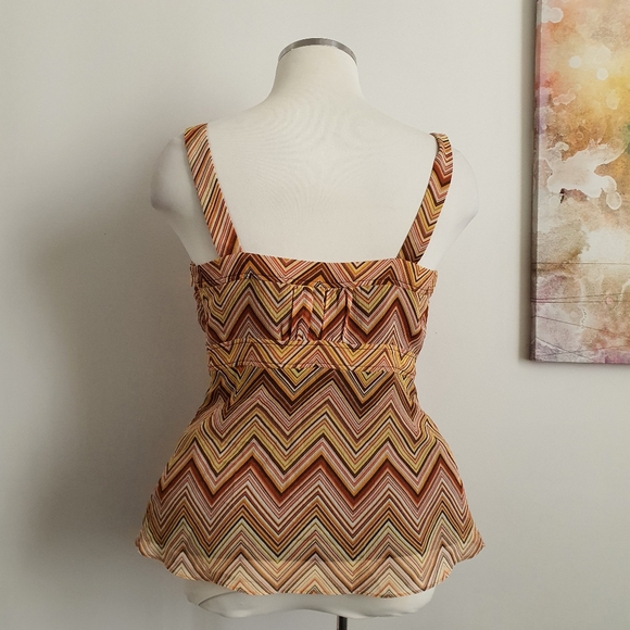 CUE Zig Zag Tan Retro Print Tank Size 12 - Picture 3 of 10